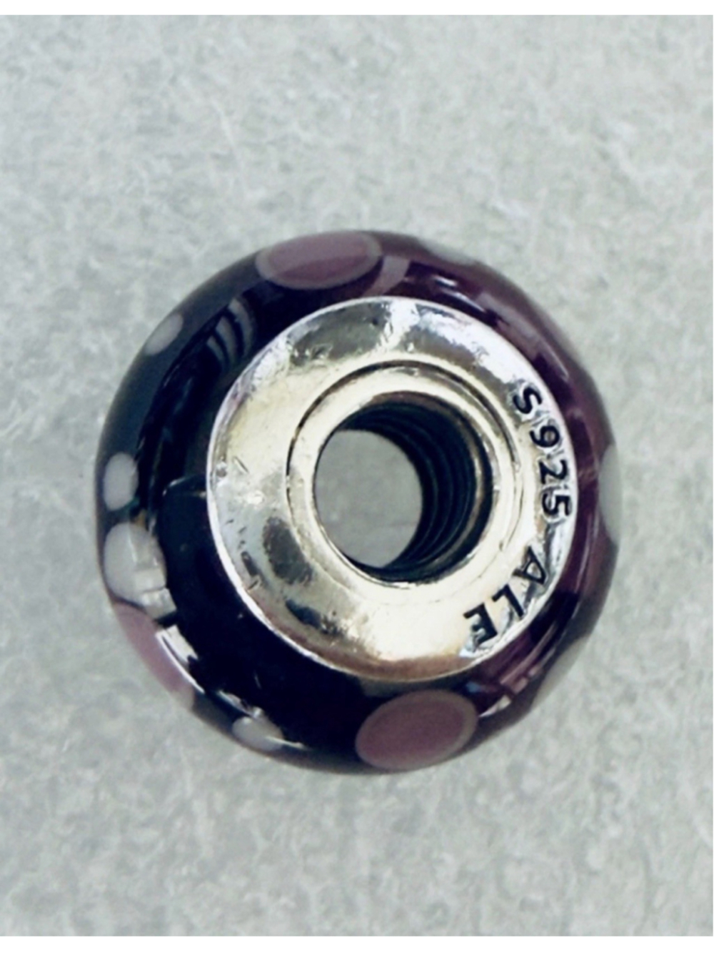 Pandora Sterling Silver 925 Purple Bubbles Murano Glass Charm - 790693 - Picture 5 of 7